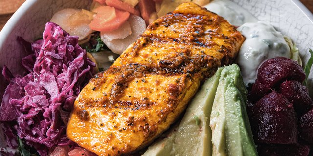 Harissa Glazed Salmon Meal