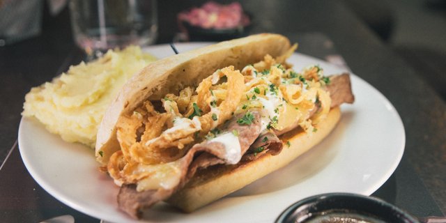 Marinated Skirt Steak Sandwich