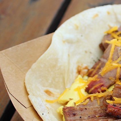 Brisket, Egg & Cheese Taco