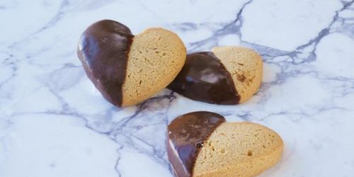 Heart Shaped 1/2 Chocolate Dipped Cookies