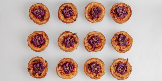 Dozen Ube Mozzarella Cheese Portuguese Egg Tarts