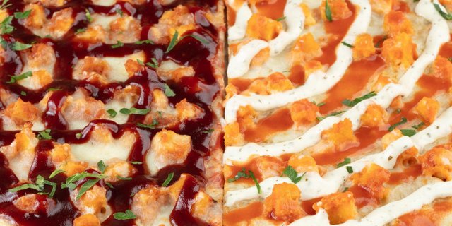 Half BBQ Chicken & Half Buffalo Chicken Pie