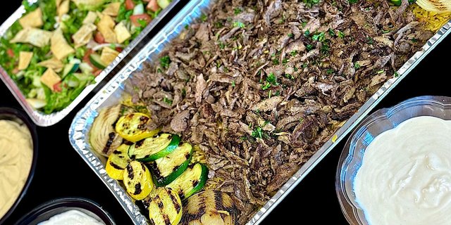 Beef Shawarma Over Rice Tray