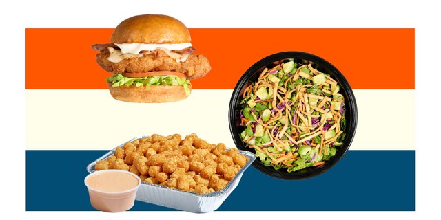 Build-Your-Own Chicken Sandwiches, Asian Salad & Tots