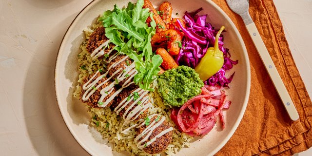 Green Falafel Rice Plate