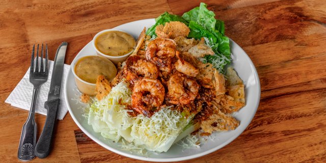 Wedge Caesar Salad w/ Cajun Shrimp