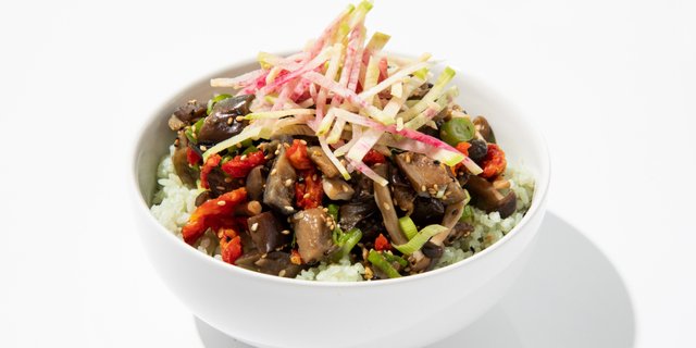 Miso Eggplant & Mushroom Poke Bowls