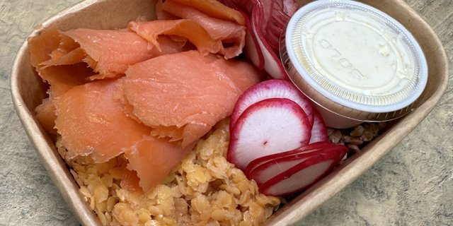 Smoked Salmon w/ Farro & Red Lentil Salad