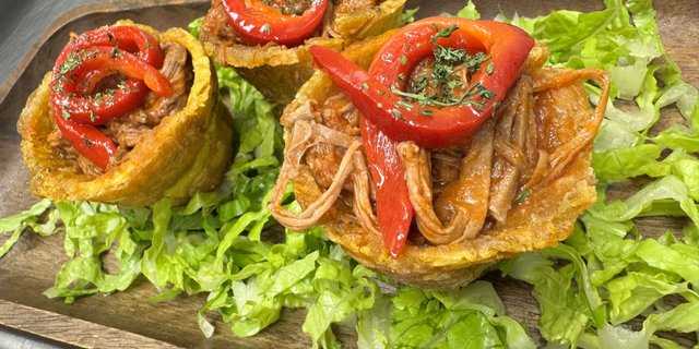 Tostones Rellenos Con Ropa Vieja