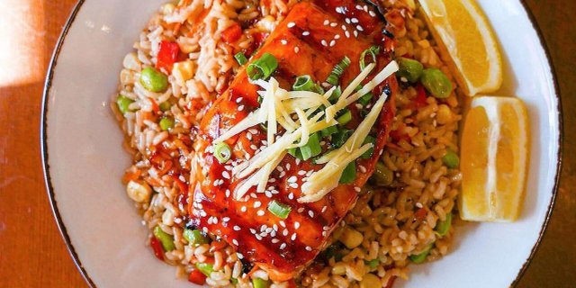 Grilled Glazed Salmon Teriyaki Bowl