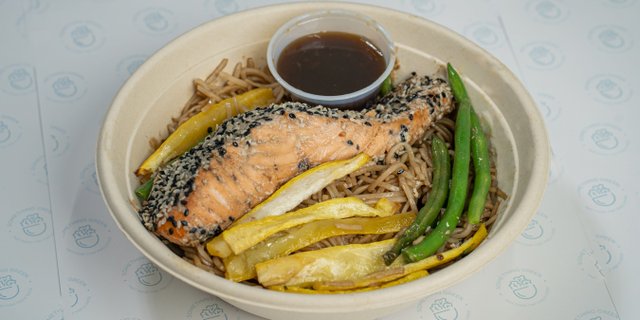 Salmon Teriyaki Noodle Bowl