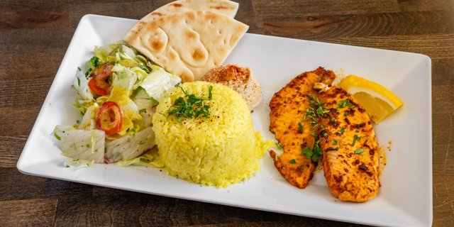 Grilled Tilapia Fish & Rice Plate