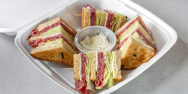 Corned Beef & Cheese Club Sandwich