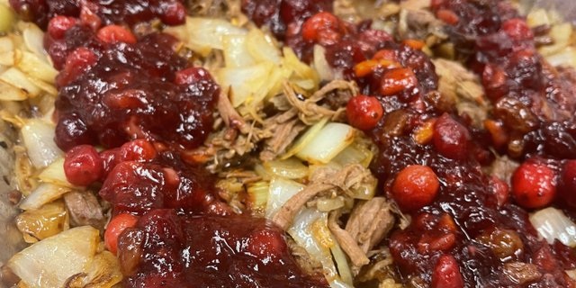French Onion Cranberry Brisket Roast