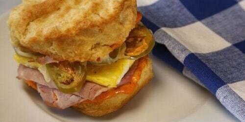 Jalapeño, Ham, Cheese & Egg Biscuit