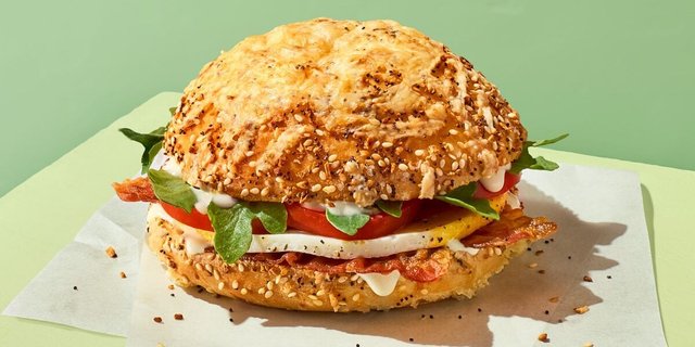 Wake-Up BLT Asiago Everything Bagel Stack