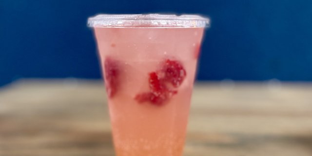 Lychee Soda w/ Fresh Raspberry