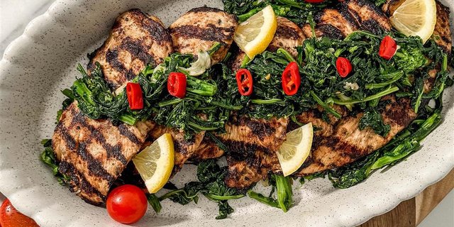 Grilled Chicken Breast W/ Broccoli Rabe