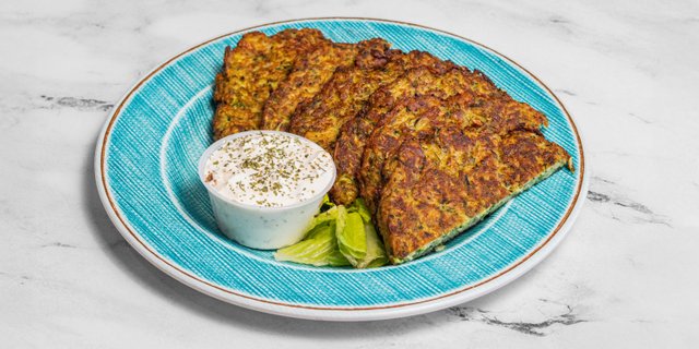 Zucchini Fritters W/ Tzatziki