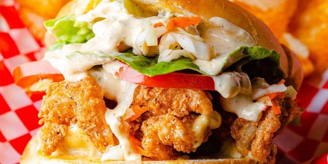 Crispy Cornmeal Shrimp Sandwich