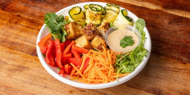 Crispy Tofu Zucchini Bowl