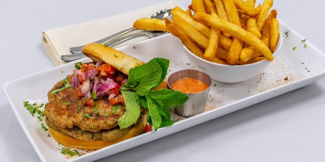 Double Chicken Kabab Burger Boxed Lunch