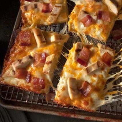 Chicken Bacon Ranch Deep Dish Pizza