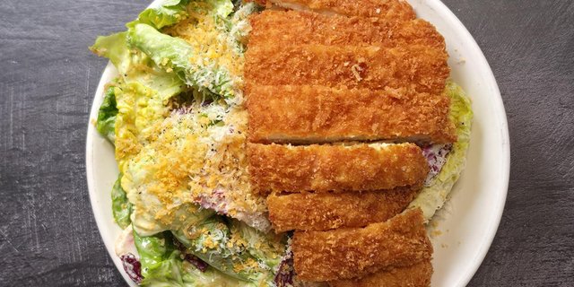 Chicken Katsu Miso Caesar Salad