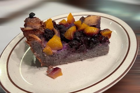 Peach Blueberry Bread Pudding