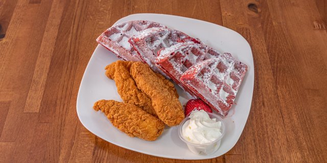 Red Velvet Waffles & Chicken