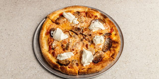 Sliced Meatball Pizza