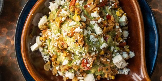 Charred Mexican Veggie & Feta Guacamole