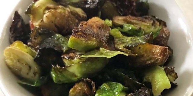 Maple Bacon Braised Brussels Sprouts