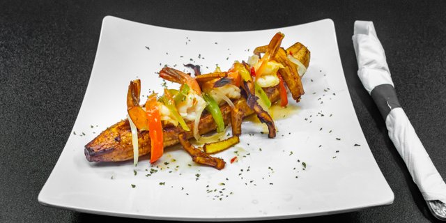 Shrimp Plantain Boat