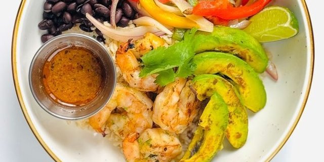 Shrimp Avocado Lime Fajita Bowl