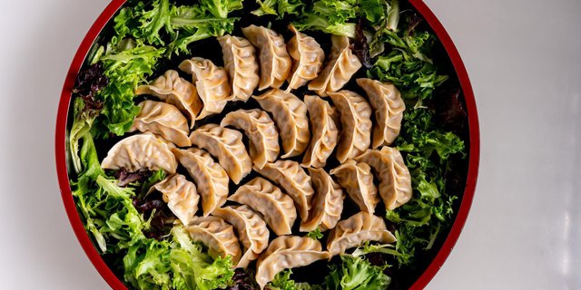 Pan-Fried Homemade Pork Gyoza Tray