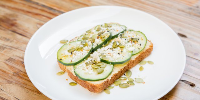 Cucumber Hummus Toast