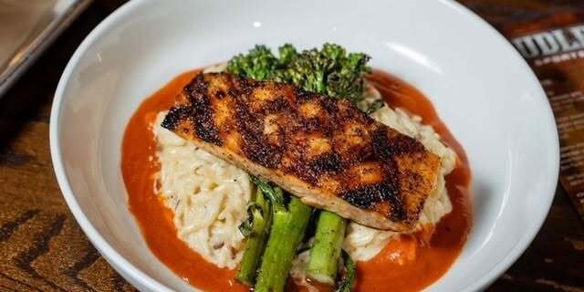 Grilled Salmon & Parmesan Orzo