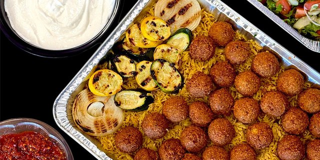 Vegan Falafel Over Rice Tray Tray