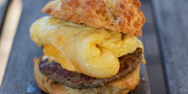 Scrambled Egg, Turkey Sausage & Cheese Biscuits