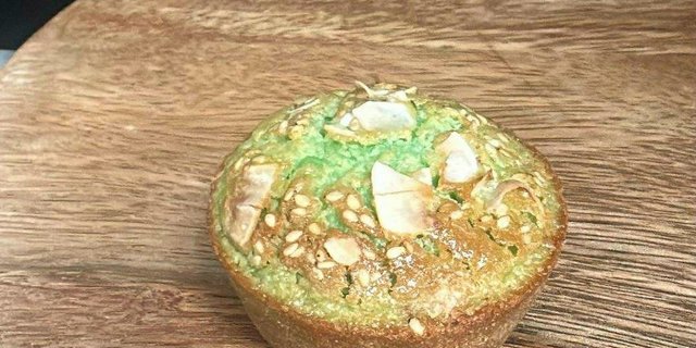 Pandan Coconut Mochi Muffins