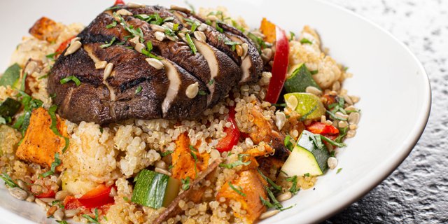 Vegan Grilled Portabello Quinoa Bowl