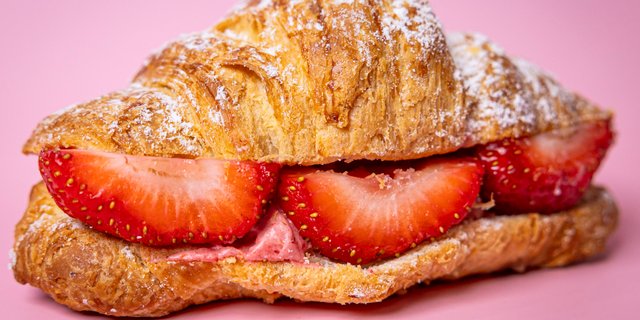 Fresh Handmade Strawberry Filled Croissant