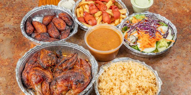 Pollo a la Brasa w/ Salchipapas & Maduros