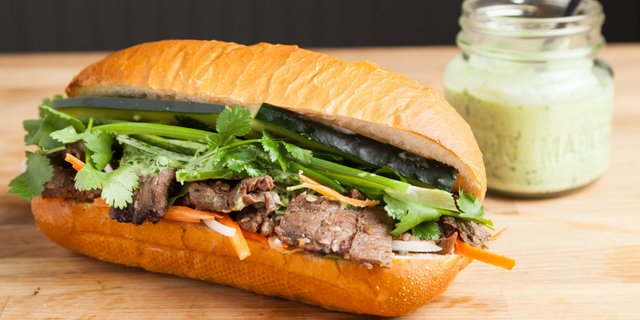 Beef Sirloin Steak Banh Mi Sandwich