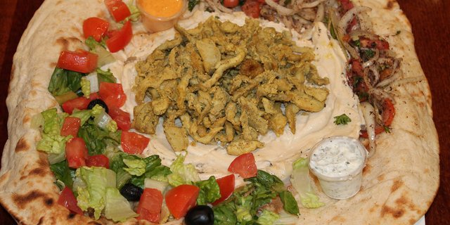 Chicken Shawarma & Hummus on Iraqi Bread