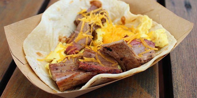 Brisket, Egg & Cheese Taco