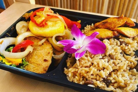Vegan Fish & Veggies w/ Creole Rice