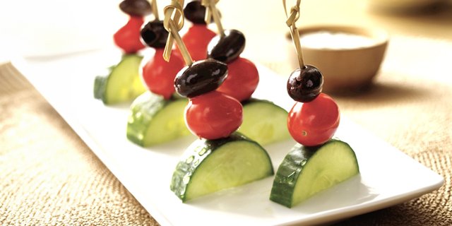 Vegan Greek Salad on a Skewer