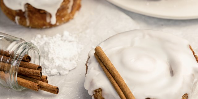 White Iced Cinnamon Roll